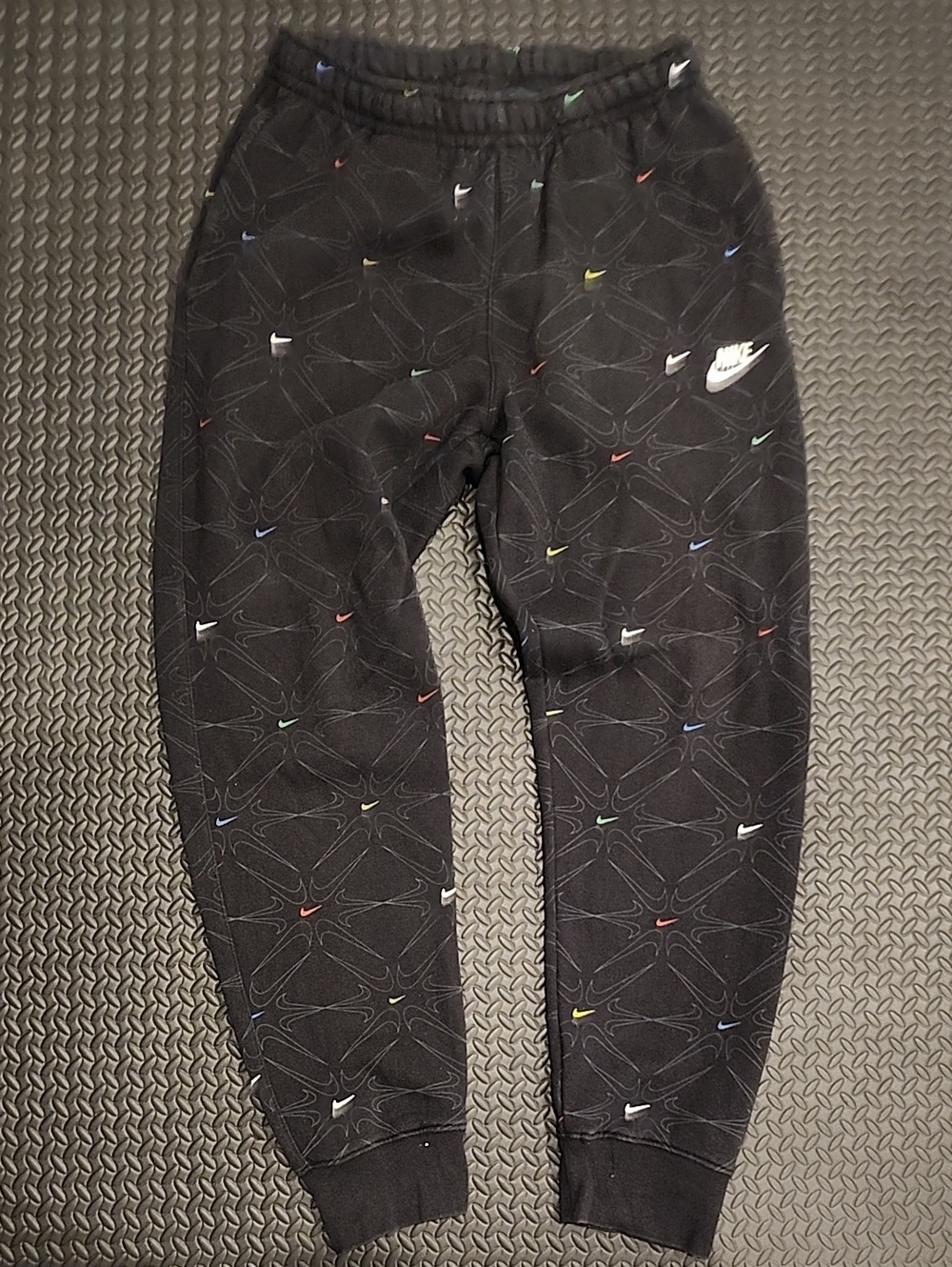 Nike Black Joggers with Multicolor Swoosh Details Size M